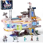 LUMIBRICKS Space Bounty Hub Lighting Building Bricks Set - Future Alien Cyberpunk Style Modular Collection Display Kit with M