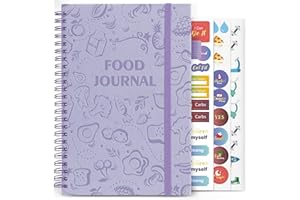 EPEWIZD Food Journal for Women Weight Loss Journal Wellness Meal Planner A5 Size Food Dairy Calories Counter Book Hardcover Workout Planner Tracking Progress Undated-Purple