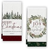 Bnzolyoia Christmas Kitchen Towels Set - Set of 2 Bible Verse Christmas Hand Towels Decorative, Christian Kitchen Towels 16x24, Christmas Kitchen Bathroom Decor