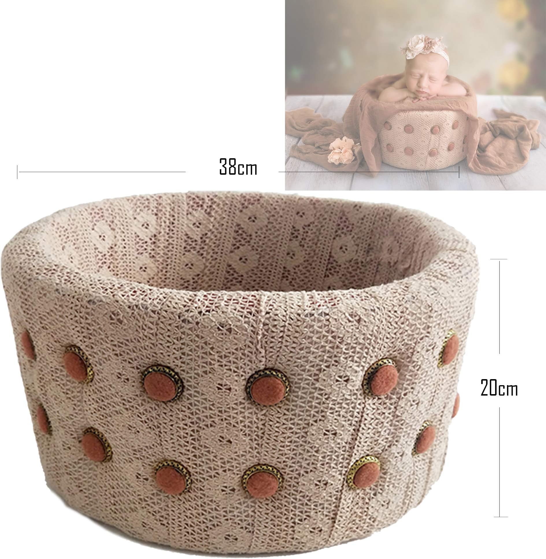 Newborn Foam Bucket Photography Props 0-6 Months Professional Posing Aid (Button)