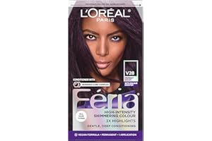 L’Oréal Paris Feria Multi-Faceted Shimmering Permanent Hair Color, V28 Deepest Violet, Long Lasting Hair Dye with Bonding Com