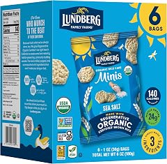 Lundberg Organic Rice Cake Minis Sea Salt - Organic Whole Grain Brown Rice, Gluten Free, 6 x 1oz