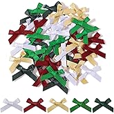 Choicbaby 50 PCS Mini Christmas Bows 1.8 * 1.4" Small Satin Ribbon Wrapping Bows Ornaments for DIY Craft Christmas Tree Wreaths Pins Box Card Decorations,5 Colors B