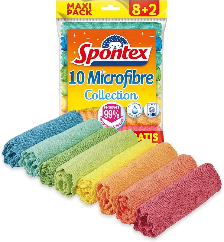 Microfibre– Panni multiuso 8+2 gratis, 1 confezione, in microfibra colorata