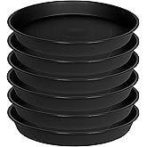 Bleuhome 6 Pack of 12 inch Plant Saucer, Heavy Duty Plastic Plant Saucer 12 inch Round, Plant Tray for Pots, Flower Saucers for Indoors, Garden Plate Bowls, Trays for Planter 10"/11"/12" (Black)