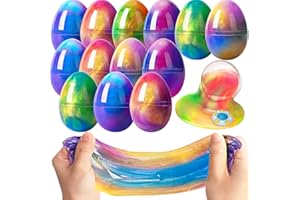 ELLINJAN 24 Pack Easter Eggs Galaxy Slime Toys, Easter Eggs Filled with Slime for Kids Boys Girls Toddlers Easter Basket Stuffers, Easter Eggs with Stress Relief Toys Inside for Kids Party Favors, Easter Gifts