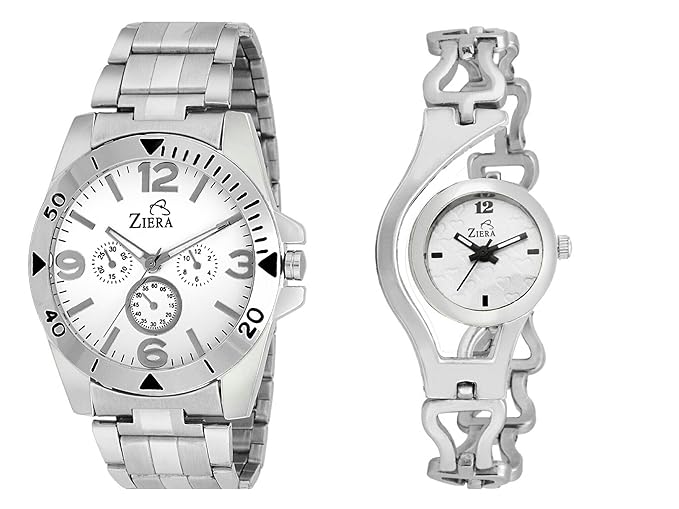 Analogue White Dial Couple Watches -ZR2214-ZR8004