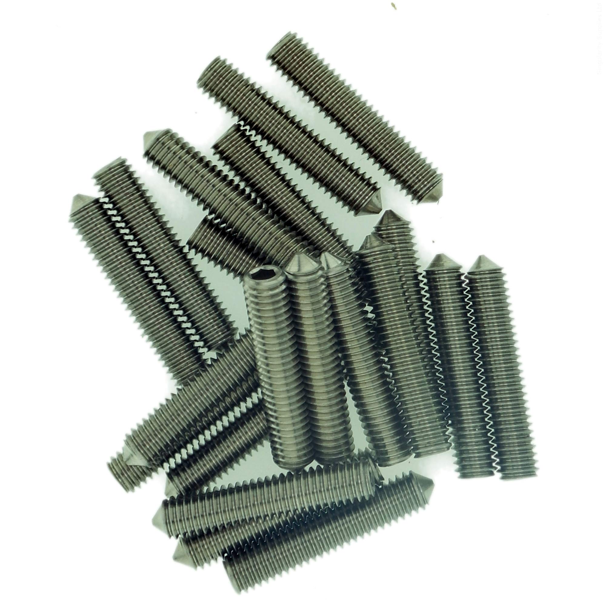 M2 (2mm x 6mm) Hex Socket Grub Screw (Cone Point) - Stainless Steel (A2) (Pack of 20)