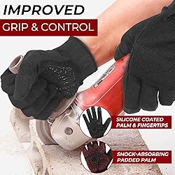 HANDLANDY Mens Work Gloves with Grip, Padded Safety