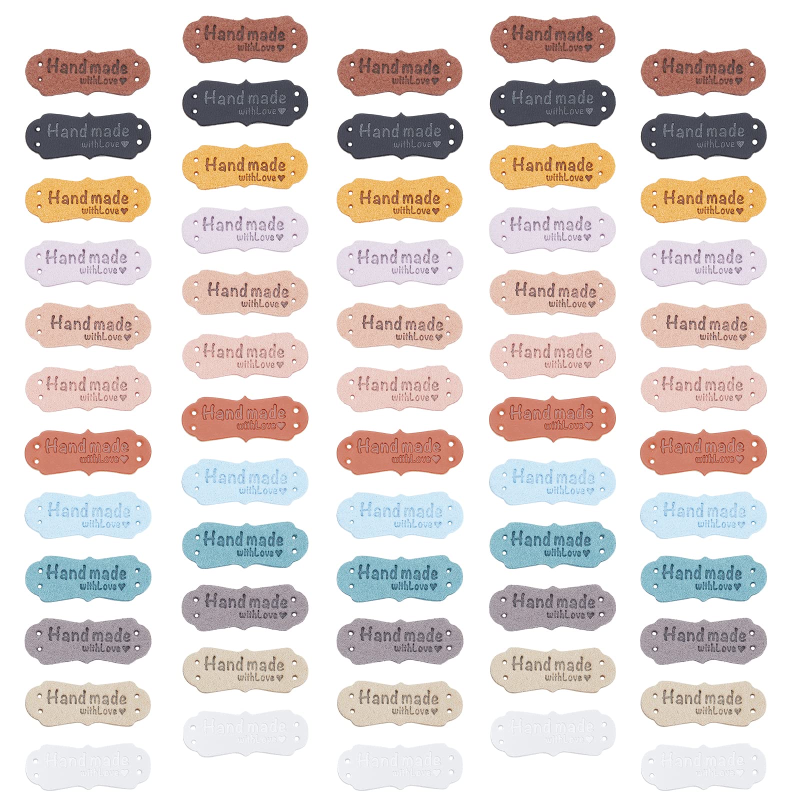 GORGECRAFT Handmade Sewing Labels 60 Pieces 12 Style Handmade with Love Tags Imitation Leather Labels for Crafts Sewing Scrapbooking Clothing Decoration