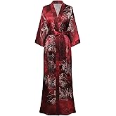 PRODESIGN Kimono Robes for Women - Long Silky Sleepwear Nightgown Bathrobe Floral Dressing Gowns Blouse Bride Bridesmaid Robe