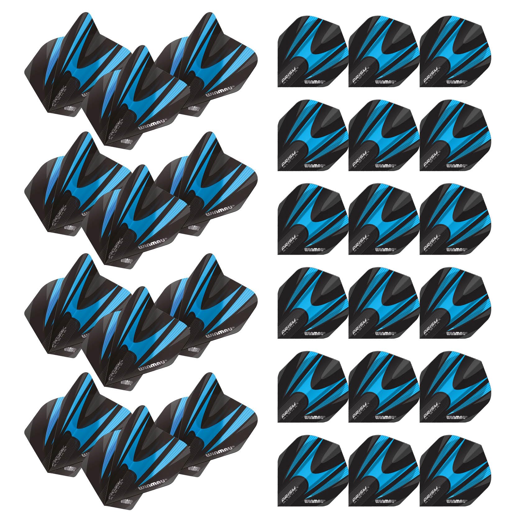 WINMAU Prism Alpha Pattern Design Dart Flights - 10 sets per pack (30 dart flights in total) (Black & Blue)