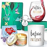 Gemwi Before Patients, After Patients 11 oz Coffee Mug and 18 oz Stemless Wine Glass Candle Gifts Set Idea for Nurses, Doctors, Dentists, Hygienists, Physician Nurses' week Graduation Birthday Gifts…