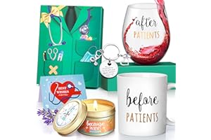 Gemwi Before Patients, After Patients 11 oz Coffee Mug and 18 oz Stemless Wine Glass Candle Gifts Set Idea for Nurses, Doctors, Dentists, Hygienists, Physician Nurses' week Graduation Birthday Gifts…
