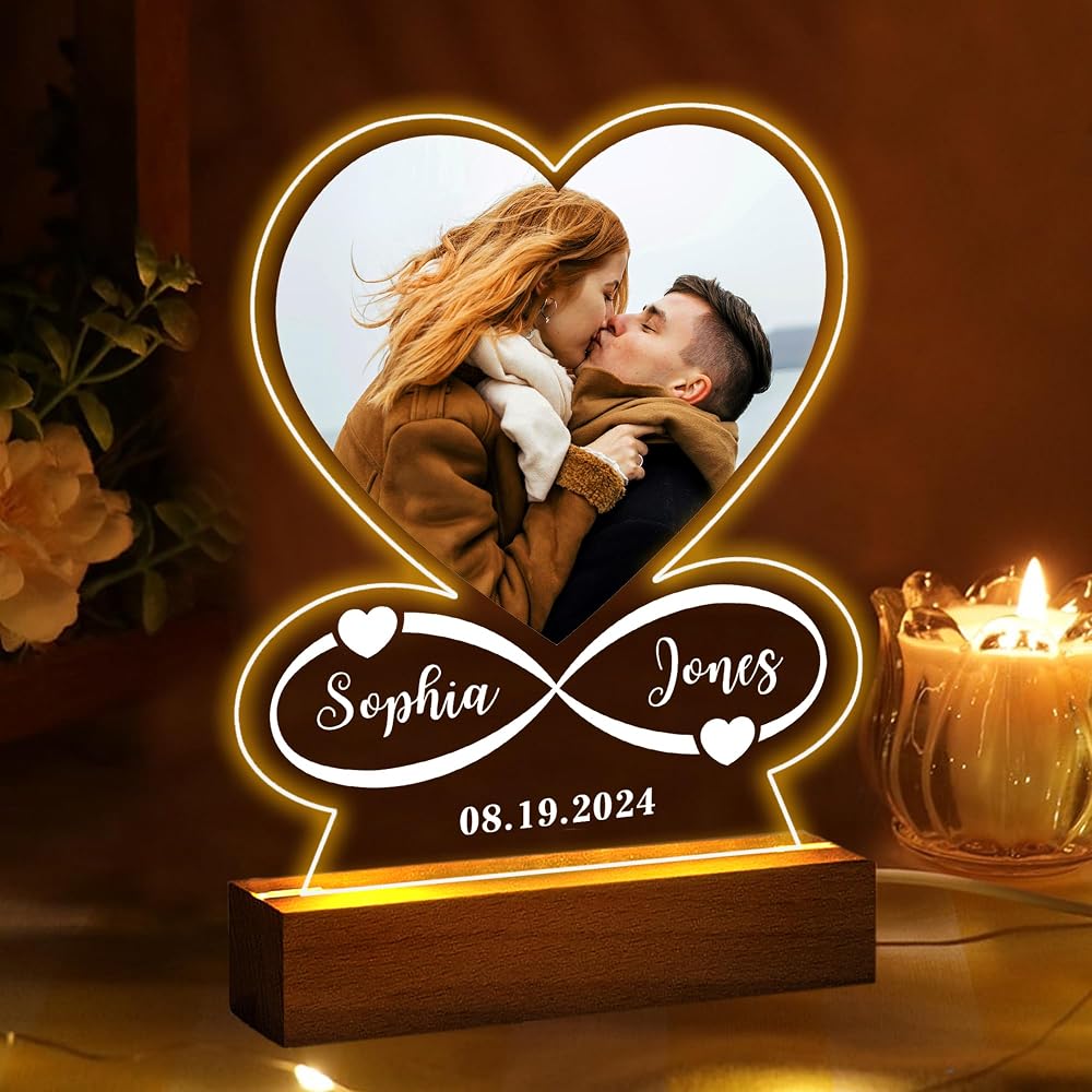 EDSG Personalised Acrylic Music Plaque Heart Photo Frame Gift