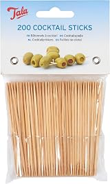 Tala Bamboo Cocktail Sticks 8 cm Pack of 200 Buffets Canapes Toothpicks