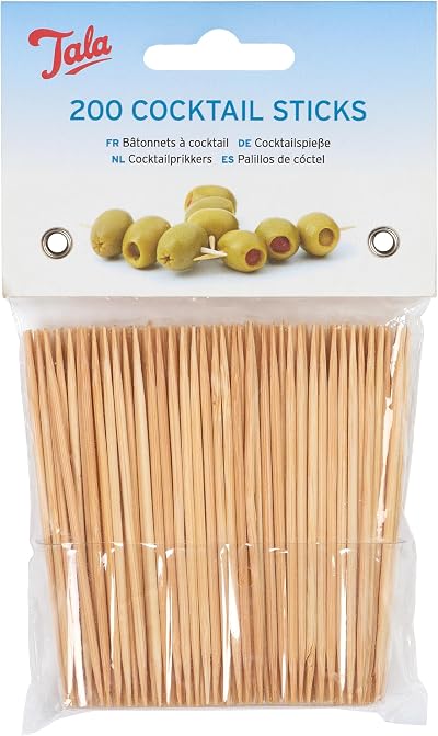 Tala Bamboo Cocktail Sticks 8 cm Pack of 200 Buffets Canapes Toothpicks