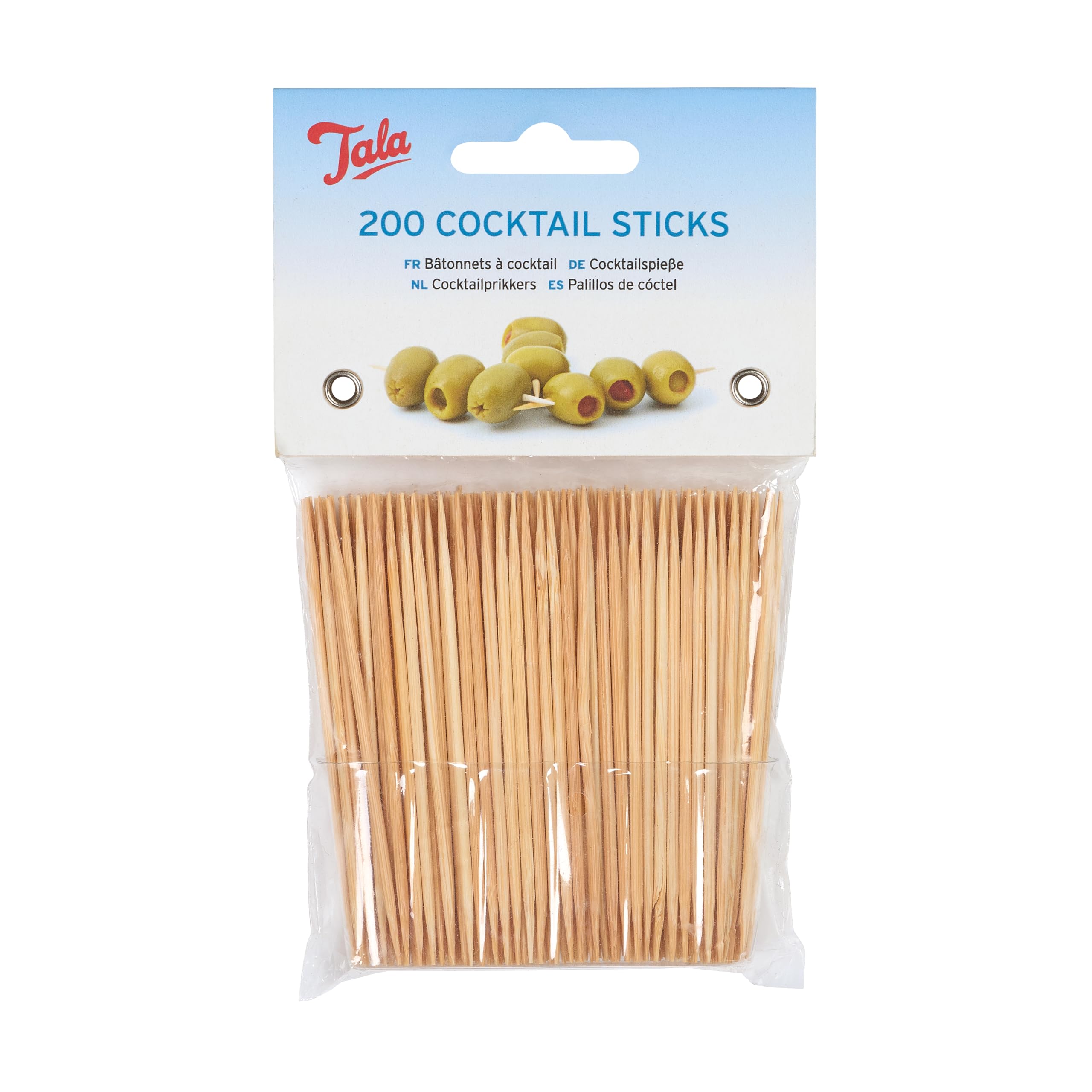 Tala Bamboo Cocktail Sticks, Ponted End Cocktails Sticks Perfect for Buffets, Canapes and Appetisers, Pack Off 200 Stick Each Measuring 8cm, Can Also be Used a dential/toothpicks