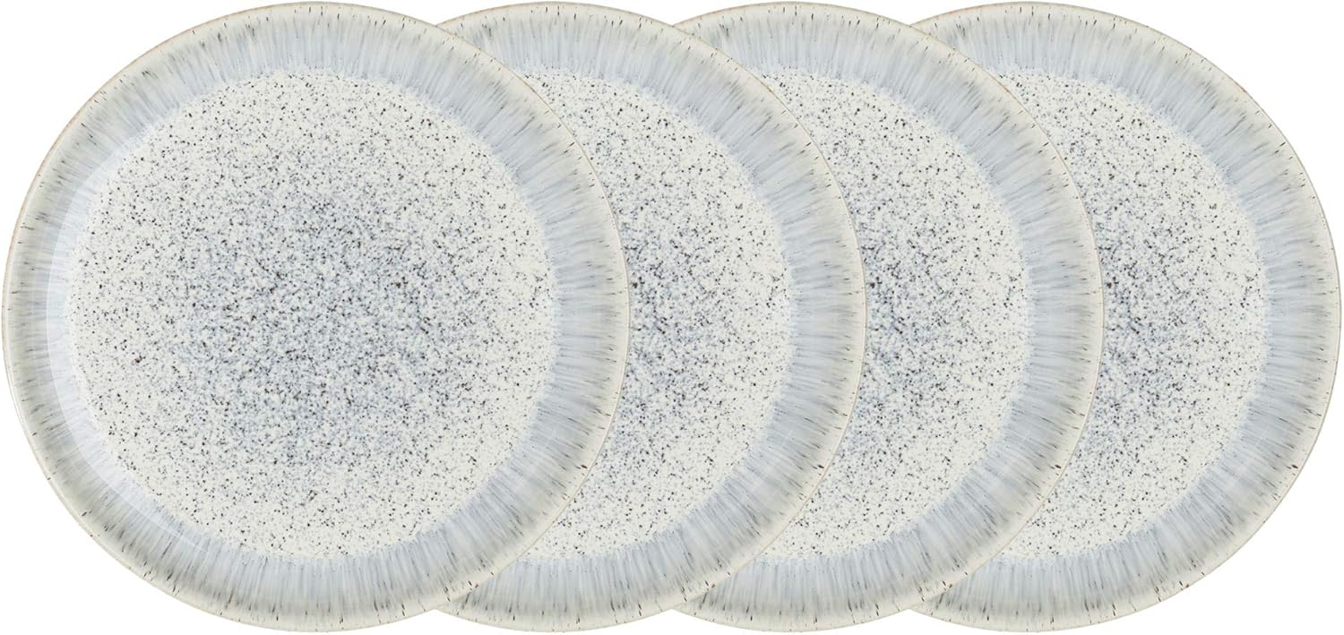 Denby Halo Speckle Coupe Dinner Plate Set, 4Piece, Light Blue Amazon