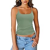 Totatuit Women Tank Top with Adjustable Spaghetti Straps Slim Fitted Scoop Neck Camisole Tops Cute Summer Cropped Cami Top