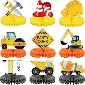 Creative Converting Big Dig Construction Truck Birthday Honeycomb Centerpiece – 9x11.5 Inch 3D Table Decoration - View #12