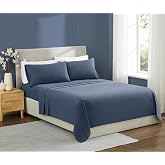 Brooklyn Loom Essential Cotton Blue Full 4 Piece Sheet Set