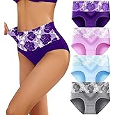 PPBYS Womens High Waisted Tummy Control Underwear C Section Underwear Soft Cotton Panties Full Coverage Briefs