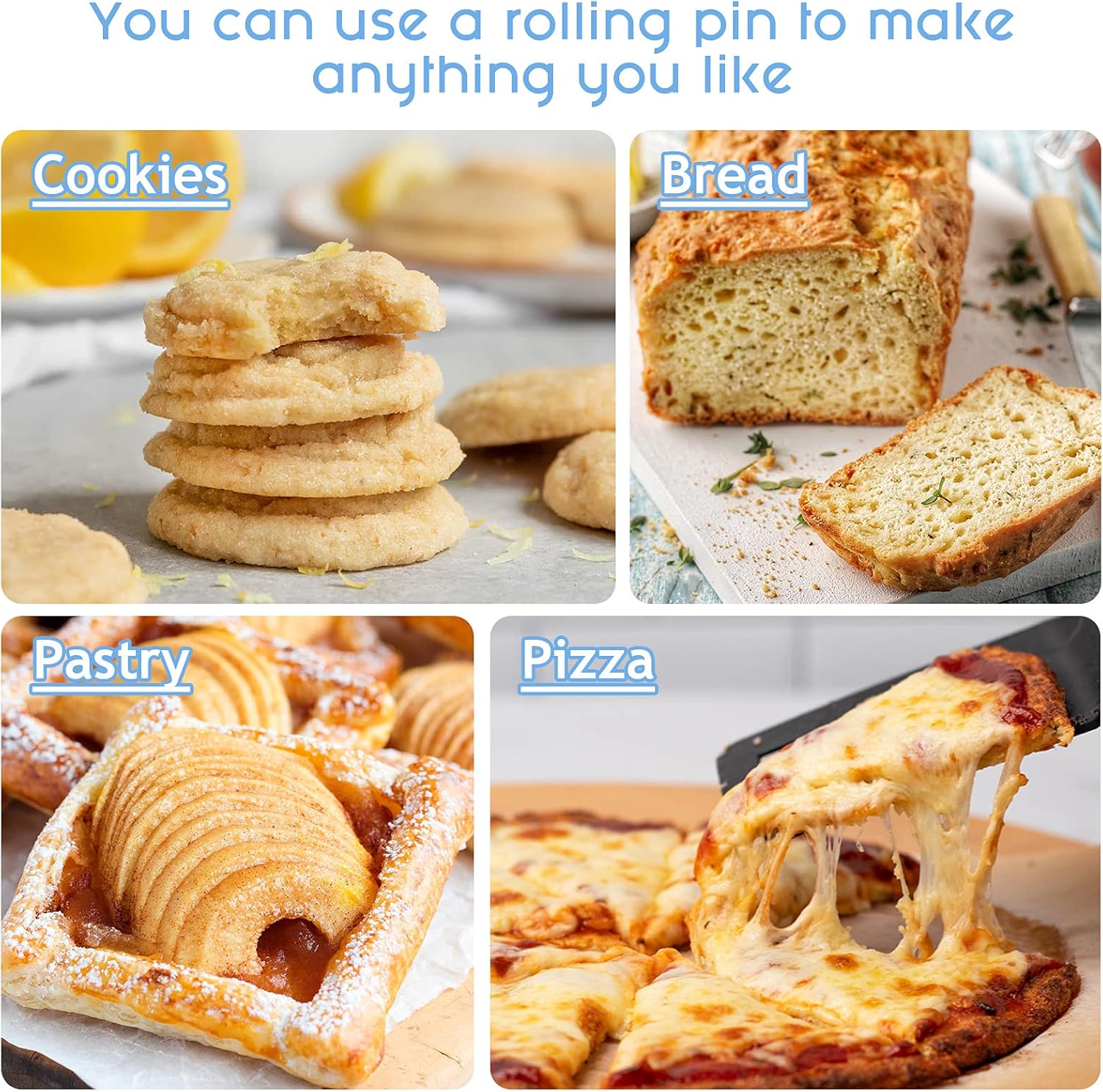 Remeel Silicone Rolling Pin Non Stick Surface for Baking Pie Crust, Cookie, Pastry, Fondant, Internal Steel Dough Roller 13.8 X 1.5 Inches: Kitchen & Dining