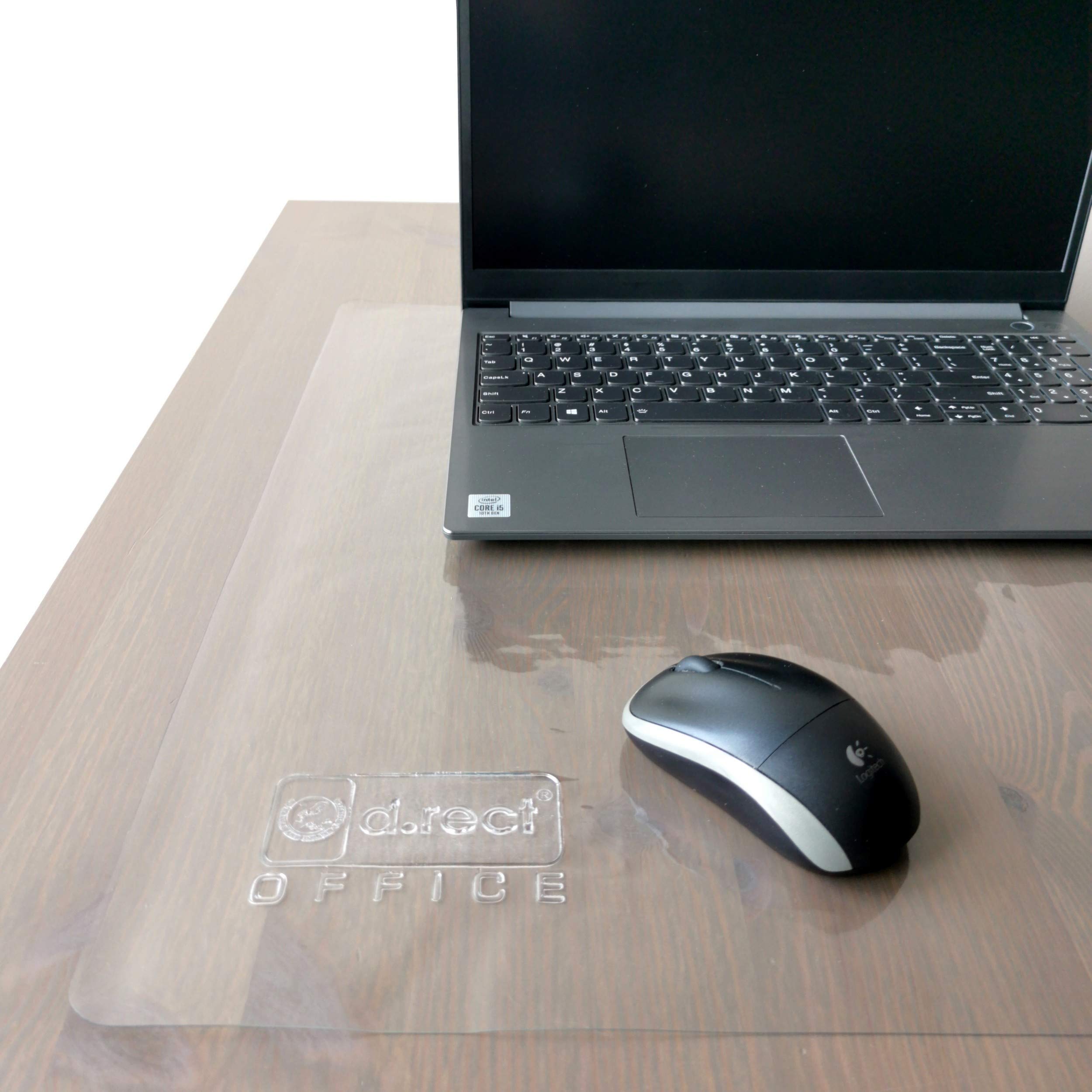 D.RECT Transparent Desk Mat, 70 x 50 cm, Made of PVC, Non-Slip, Thickness 600µ, 0.6 mm, Waterproof Round Edges, Desk Mat for Office and Home