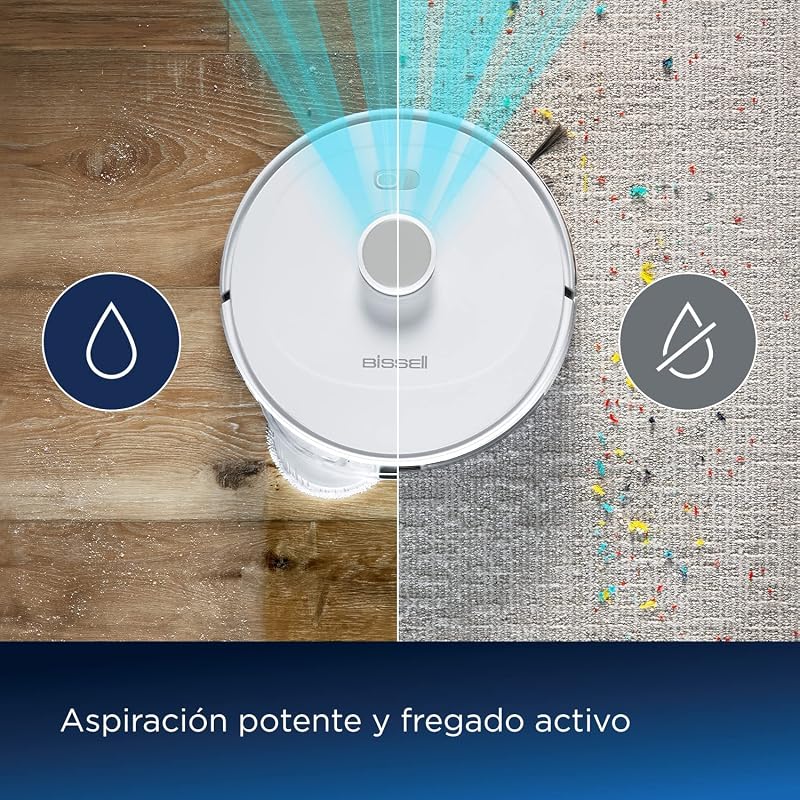 Bissell spinwave r5 | aspirador de pó robô para esfregar o chão | navegação com lidar | detecção de carpetes e tapetes | sucção poderosa até 2.000pa | sem cabos | 61db | branco | 3475n