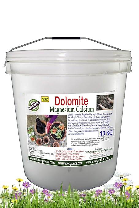 TSR Organic Fertilisers & Pesticides Dolomite Lime Powder 10 KG Bucket Magnesium and Calcium Fertilizer, Excellent for Soil PH Balance for All Indoor and Out Door Plants and Gardens