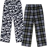 Mad Dog Boys Pajama Pants - Soft Fleece PJ Bottoms for Kids - Buffalo Plaid Lounge Pants, Warm & Comfy Microfleece 2PK Set