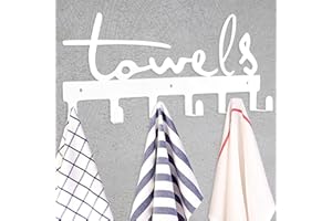Goutoports Towel Rack Hot Tub Accessories Towel Rack Bathroom Kitchen Metal Holder Rustproof and Waterproof 6 Hook-White