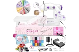 FLYING BANANA Mini Sewing Machine for Beginners-Maquina de Coser, Easy Automatic Sewing Machine with Extension Table, Household Electric Portable Sewing Tool with Sewing Kit, Small, for All Age, Kids or Adults