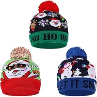 Bonnet De Noël Tricoté Femme - Unisexe - Taille Extensible - Design Festif Coloré - Pour Extérieur Hivernal