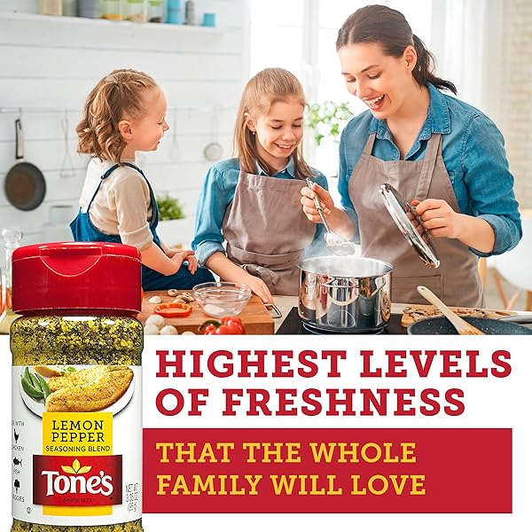 TONES LEMON PEPPER SEASONING BLEND, 3.35 OUNCE