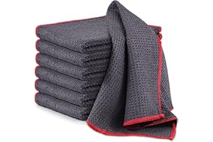 Airlab Microfiber Cleaning Cloth Waffle Weave Dust Rags for Household Kitchen Towel Absorbent Quick Drying Cleaning Rags Streak Free Lint Free, 6 Pack,12 x 12 Inches, Grey