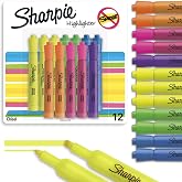 Sharpie Tank Highlighters, Chisel Tip, Assorted Fluorescent, Six Assorted Colors, 12 Count - Back to School, Office, Teacher Supplies