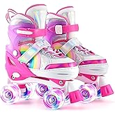 SULIFEEL Rainbow Unicorn 4 Size Adjustable Roller Skates for Girls Boys for Kids Ages 3-5 5-8 6-12 Children Skates Indoor Outdoor