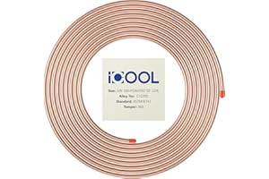 ICOOL 3/8" Copper Tubing 50 Ft - ASTM B743 Refrigeration Soft Coil Copper - 99.9% C12200 Pure ACR Tubing - Seamless Round for HVAC Refrigerator Industry DIY