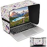 SATINIOR Laptop Sun Shade for 15-16 Inch Laptops, Foldable Computer Sun Visor and Glare Filter, Floral Pattern Lightweight Laptop Privacy Hood for Outdoor Work (White)