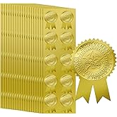 Zonon 200 Pieces Ribbon Embossed Seal and Gold Foil Certificate Seal Embossed of Awesome Ribbon Certificate Seals Stickers Envelope Gold Award Stickers