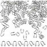 200 Pcs 304 Grade Stainless Steel Wire Guardian Protectors, Silver U-Shape Cable Protector for Earring Bracelet Necklace Pendants Jewelry DIY Crafts Making, Hole 0.7mm
