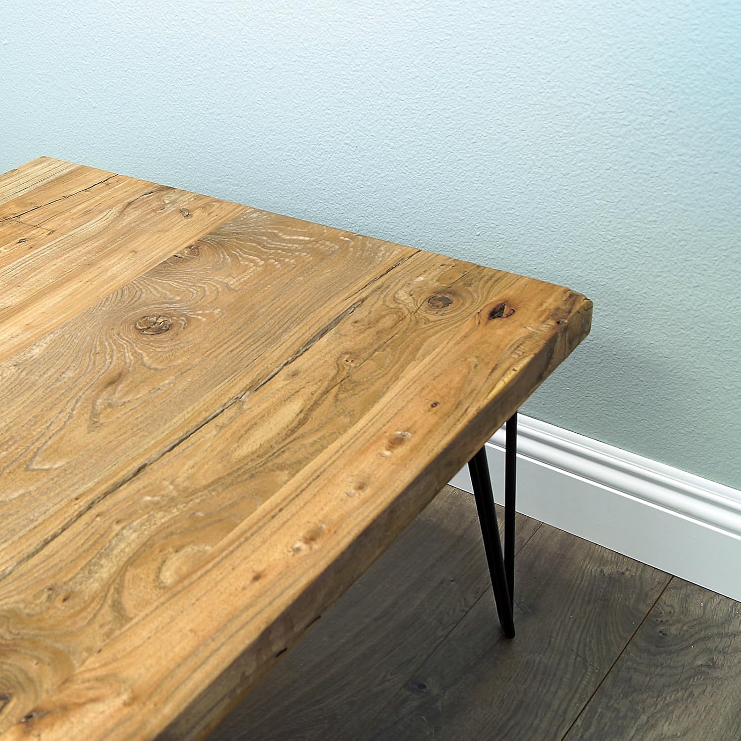 WELLAND Rustic Square Old Elm Coffee Table: Kitchen & Dining