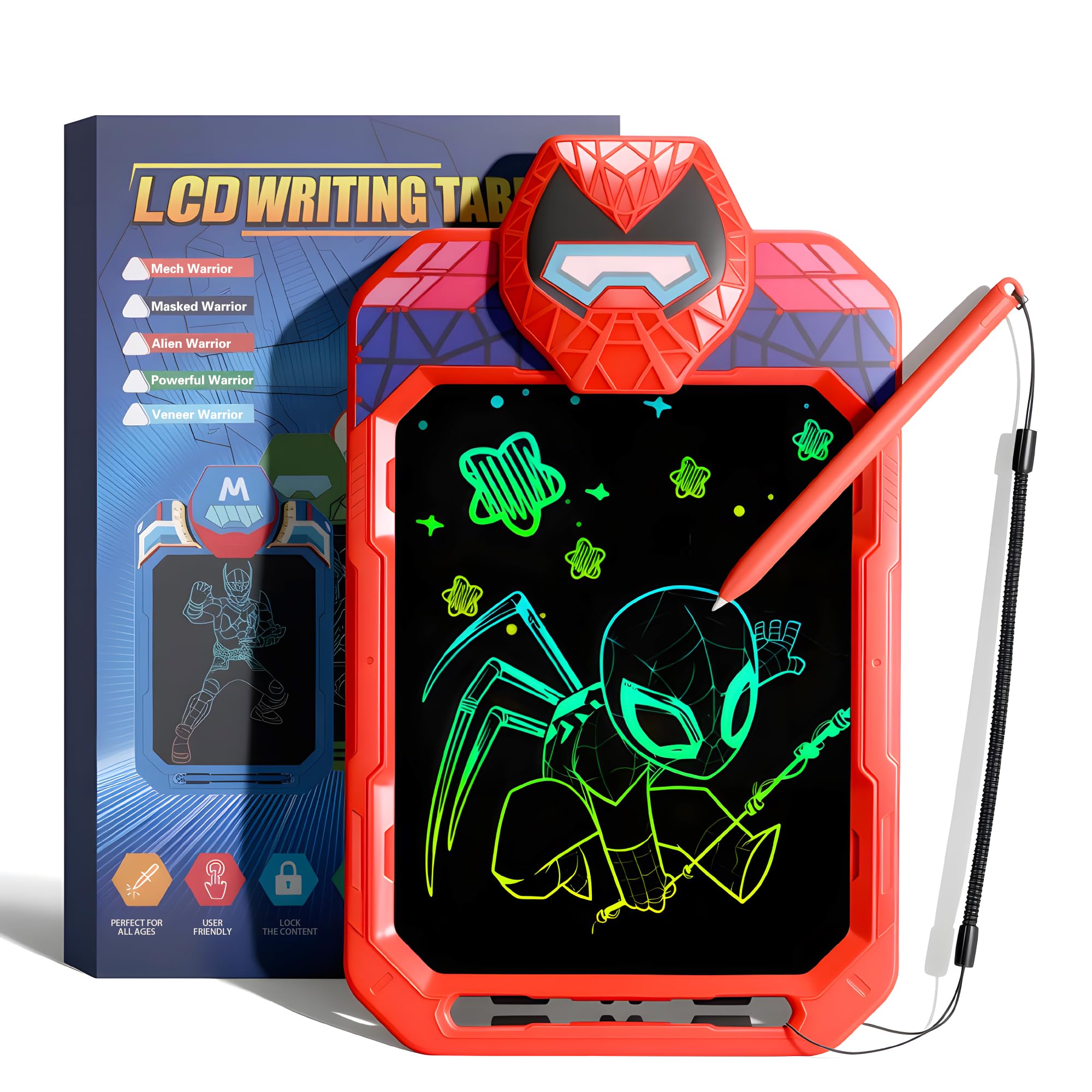 Kssvzz Spider LCD Drawing Tablet for Kids, Erasable 10" Writing Pad with Lock Function, Portable Doodle Board Toys for 3 4 5 6 7 8 Year Boys Girls, Educational Learning Toddler Gifts for Xmas Birthday