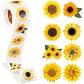 Zonon 500 Pieces Sunflower Stickers 1.5 Inch Adhesive 8 Patterns | Flower Stickers for Envelopes, Gift Bags, Baking, Party Favors, Holiday Crafts, Book Decorations, Summer Themes