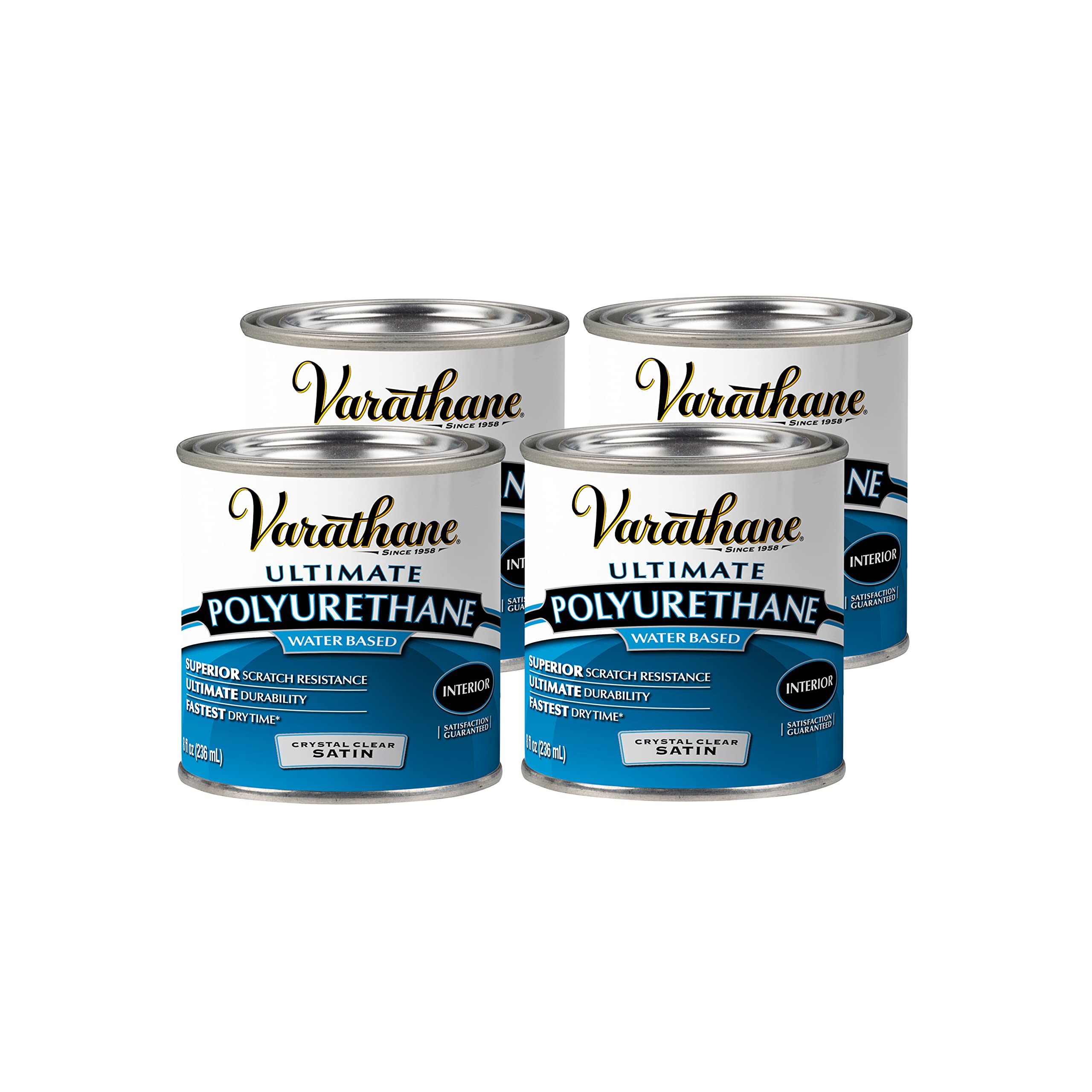 Varathane Water-Based Ultimate Polyurethane, Half Pint, Satin, 4 Pack Image