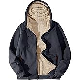 Flygo Sherpa Hoodies for Men Zip Up Winter Fleece Lined Hooded Sweatshirt Heavyweight Warm Jackets