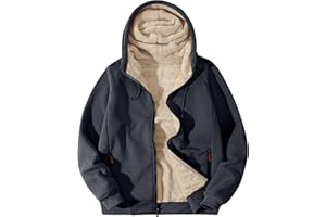 Flygo Sherpa Hoodies for Men Zip Up Winter Fleece Lined Hooded Sweatshirt Heavyweight Warm Jackets