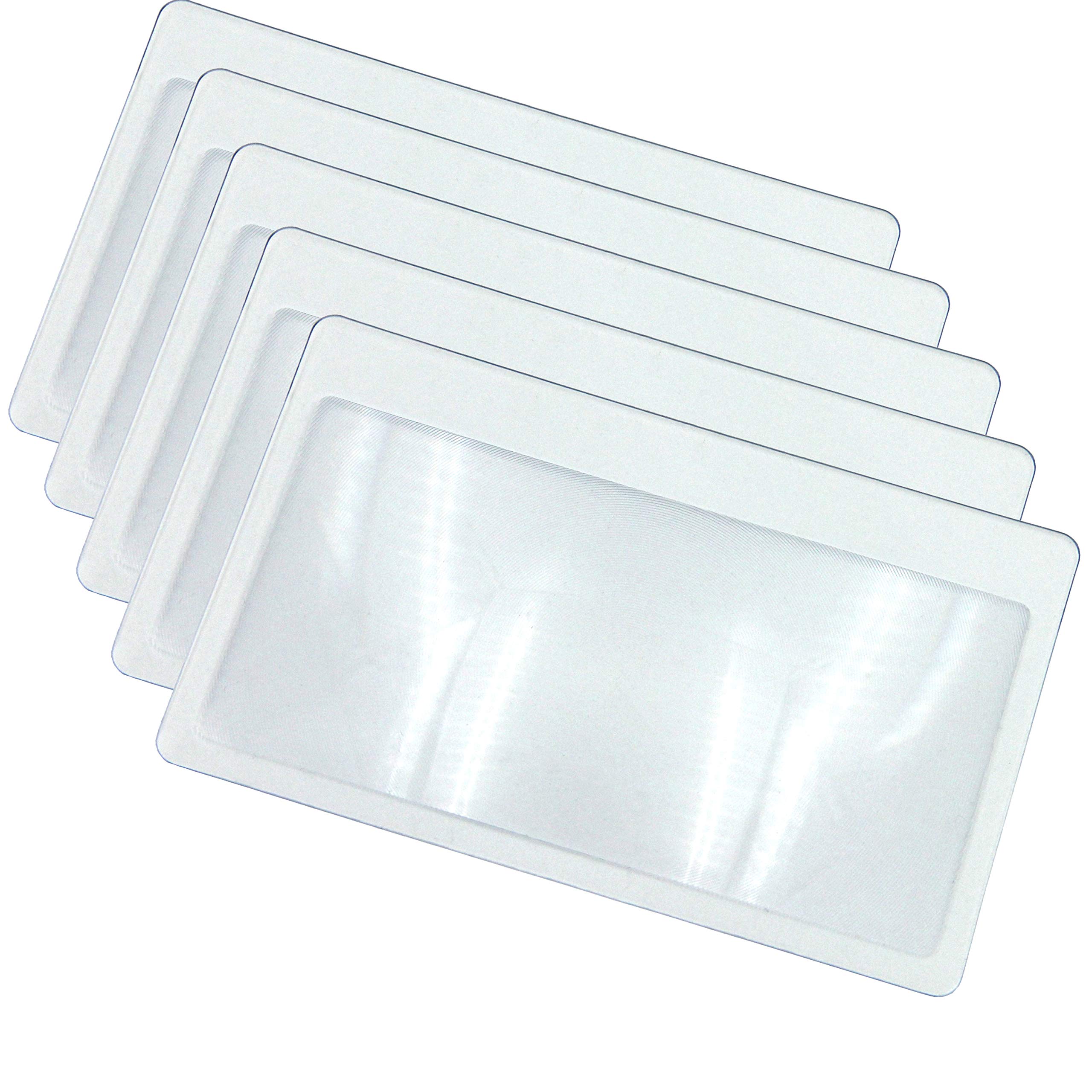 Thorani Pack Of Credit Card Size Pocket Magnifiers - Small Card Magnifier With 3X Magnification, Ultra Thin, Flexible And Shatterproof (Transparent, 5)